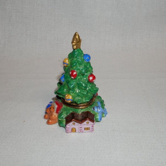 Hand-Painted Christopher Radko Limoges France Christmas Tree trinket Box Rare OO - Picture 2 of 6